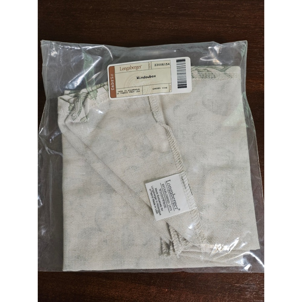 Longaberger Windowbox Basket Liner Garden Vine Green Cream Fabric 23006154